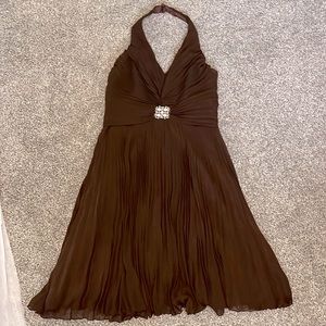Aspeed Ruched Chocolate Brown Halted Dress XL
